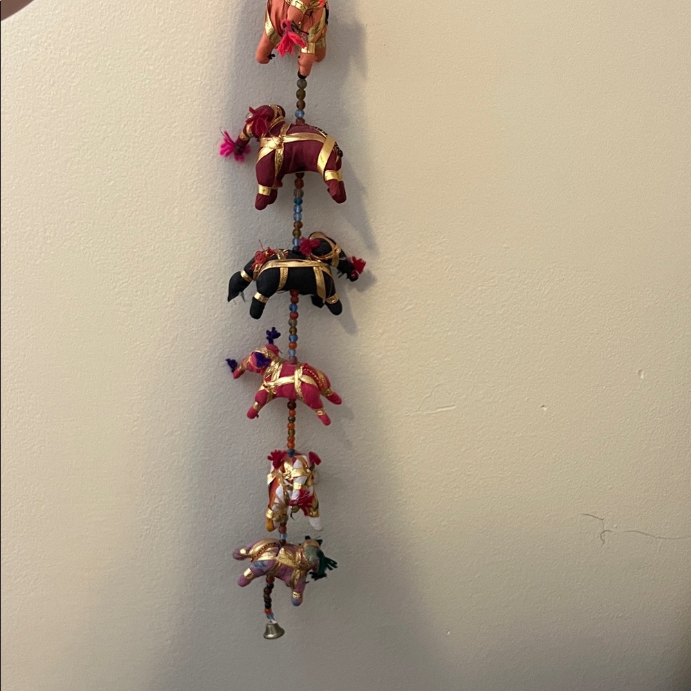 Cost Plus World Market Elephant String Decor with Red and Gold